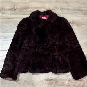Vintage Burgundy Fur Short Jacket for CRAFTS or REPAIR - lots of flaws!